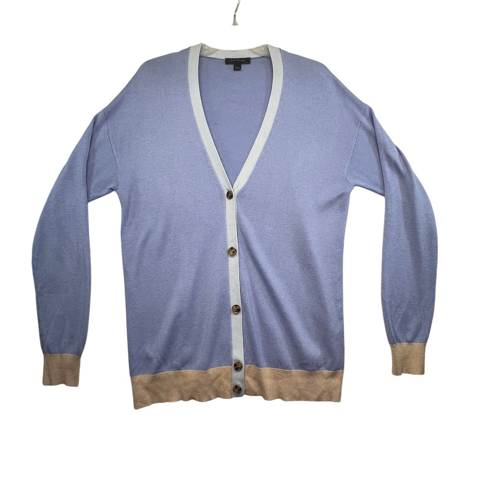 Ann Taylor Womens Cardigan Sweater Size L Lavender Blue Button‎ Down Casual Knit